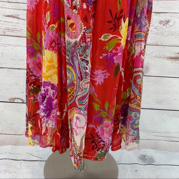 TravelSmith boho crinkle broom tiered maxi skirt - Picture 3 of 13